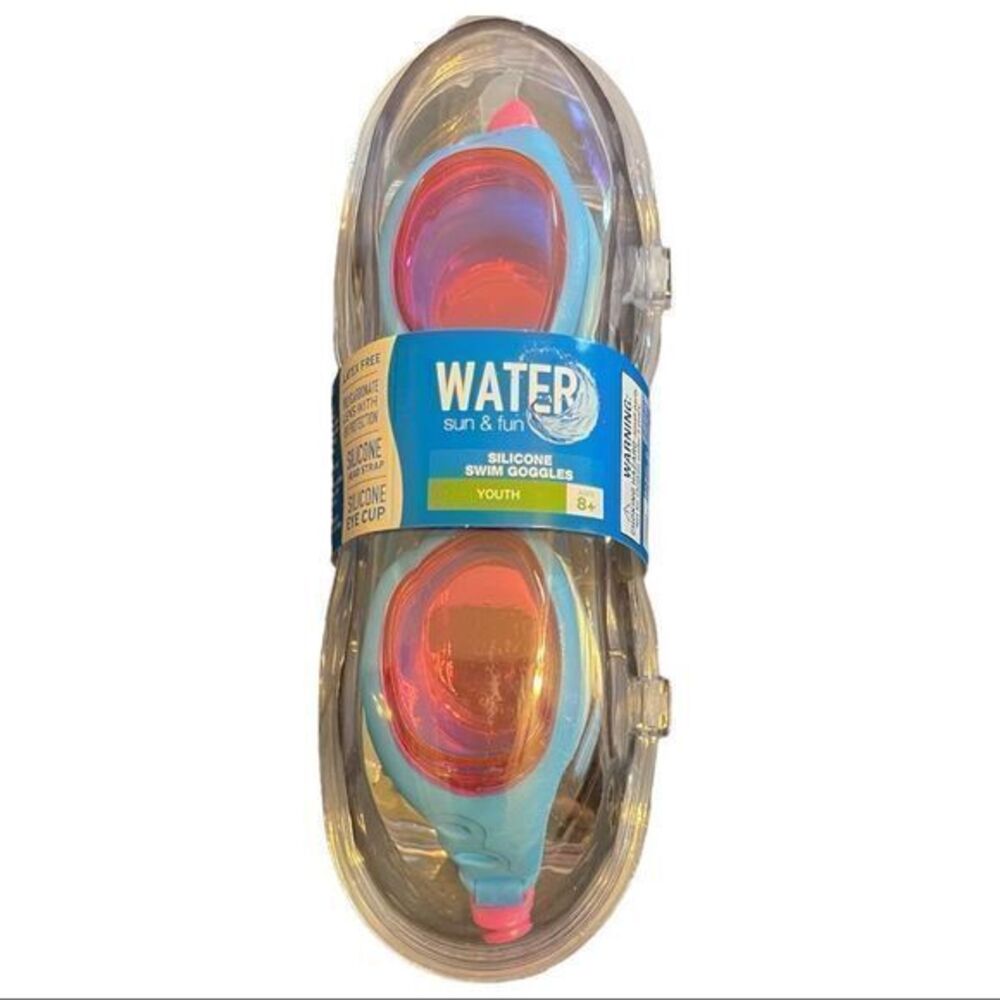 NWT Water Sun & Fun Silicone Swim Goggles Youth 8+‎